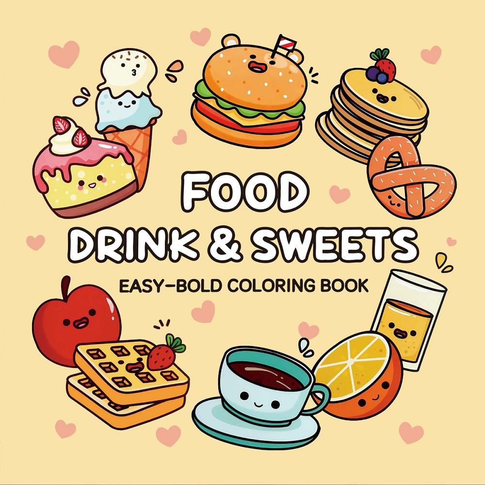 Food And Snacks Coloring Book Bold And Easy - 음식, 음료 및 과자 성인을 위한