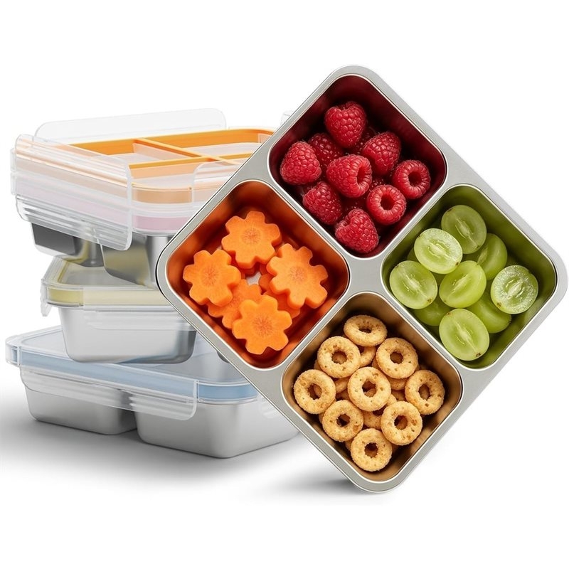 GIGI 4팩 스테인리스 스낵 용기, 4칸 금속 스낵  - Food Snacks Box 리뷰 및 가격