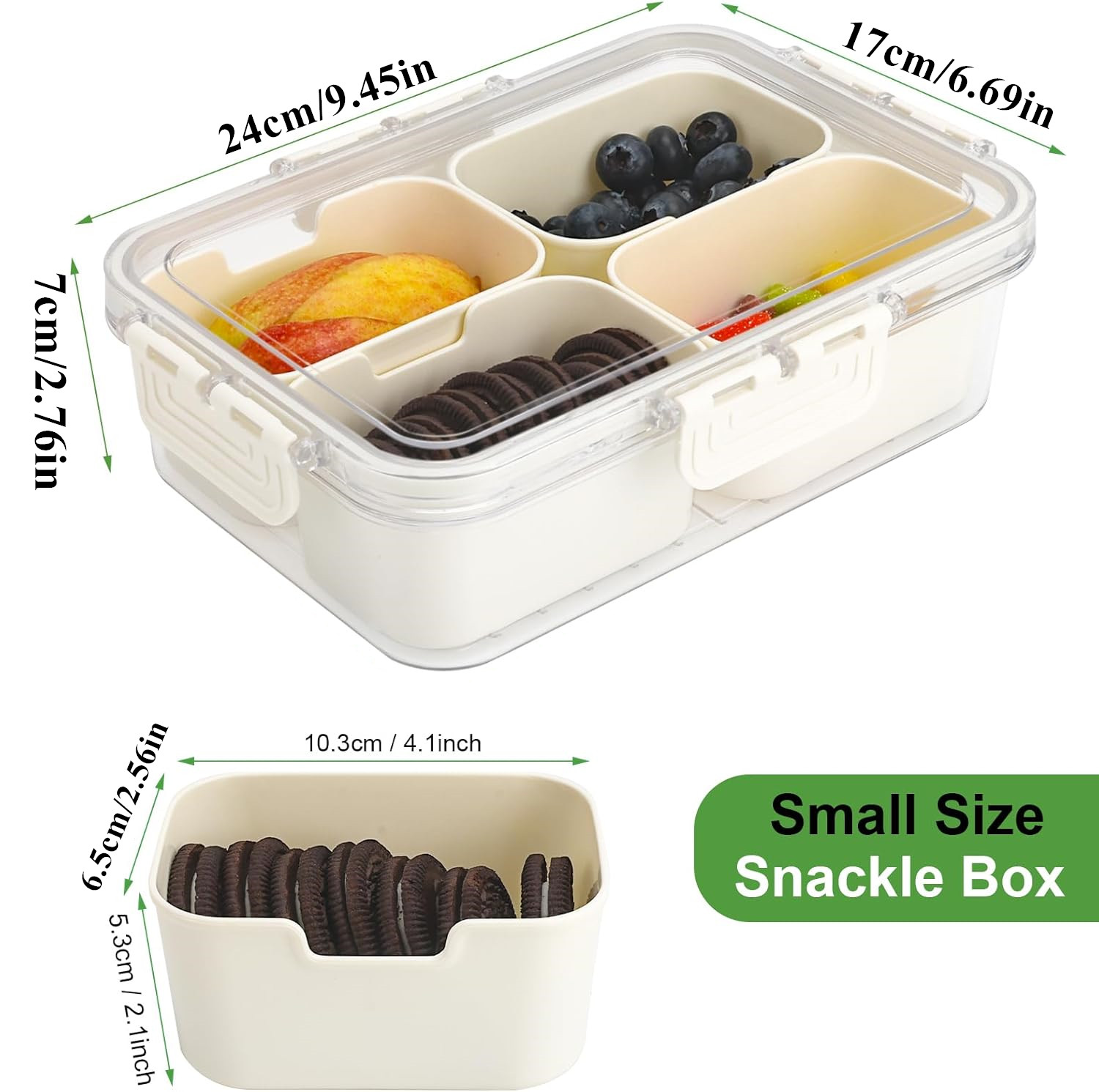 휴대용 식품 보관함, 스낵 보관함, 뚜껑이 있는 4칸, - Food Snacks Box 리뷰 및 가격