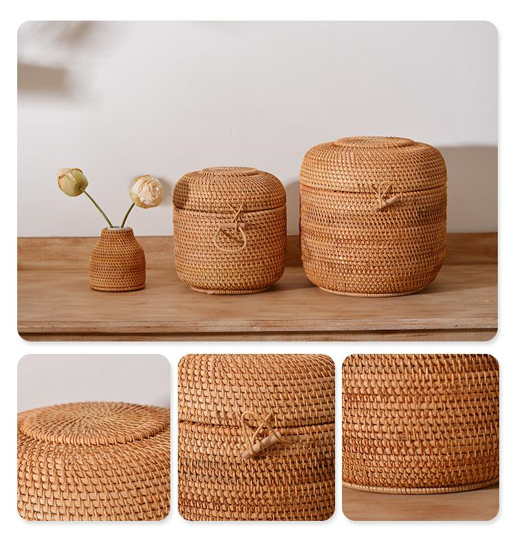 뚜껑이있는 손으로 짠 등나무 차 보관 상자 Puer 티 - Food Snacks That Are Green 리뷰 및 가격