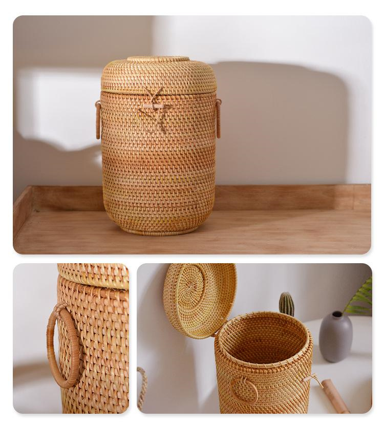 뚜껑이있는 손으로 짠 등나무 차 보관 상자 Puer 티 - Food Snacks That Are Green 리뷰 및 가격