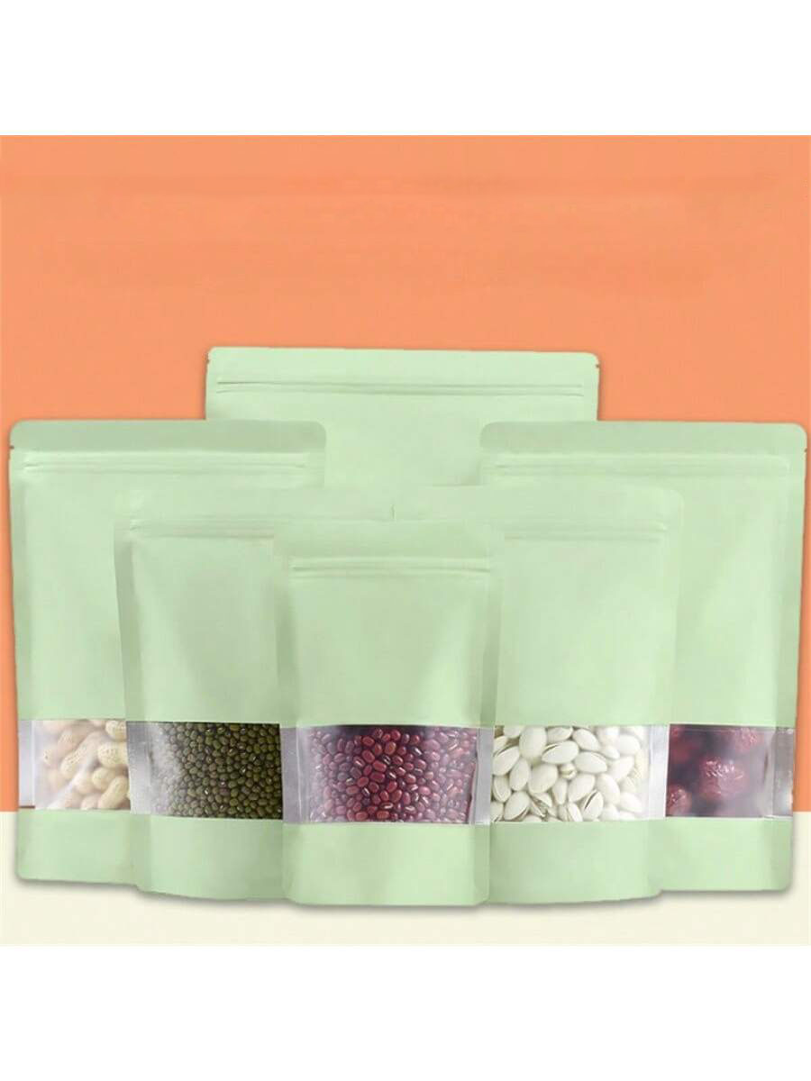 50/100개 녹색 스탠드형 식품 포장지, 지퍼 잠금  - Food Snacks That Are Green 리뷰 및 가격