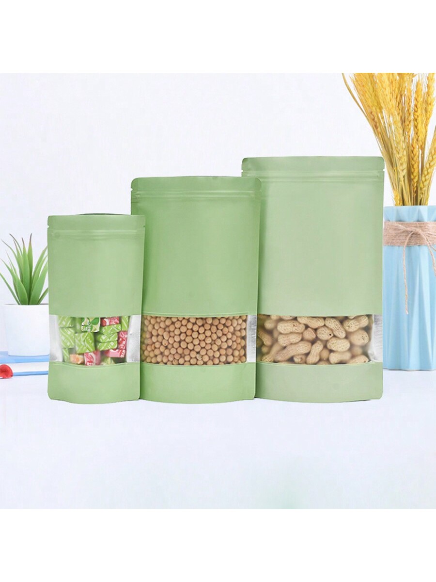 50/100개 녹색 스탠드형 식품 포장지, 지퍼 잠금  - Food Snacks That Are Green 리뷰 및 가격