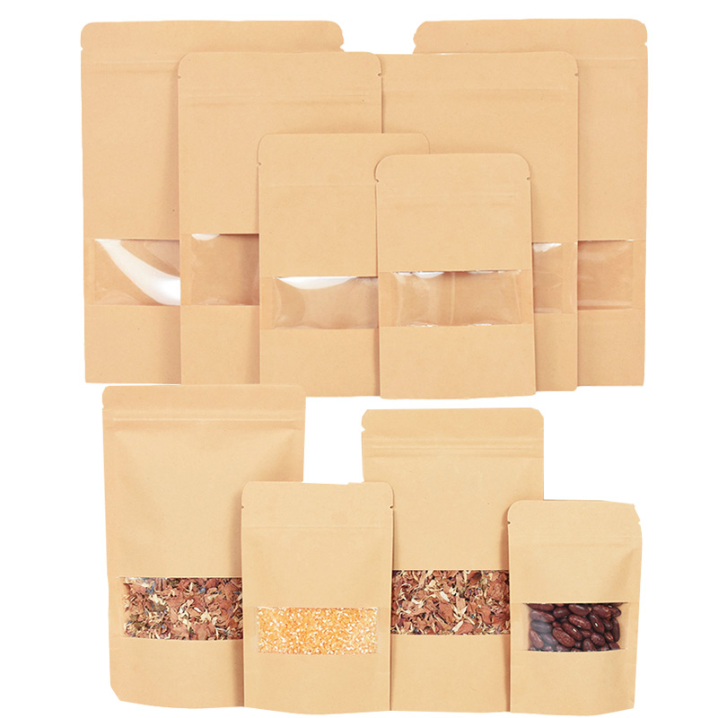 20/50pcs 크래프트 종이 지퍼 잠금 가방 창 음식 - Food Snacks Gifts 리뷰 및 가격