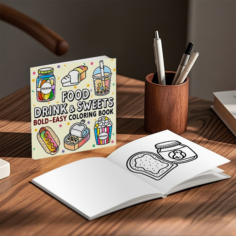 음식, 음료 및 과자 대담하고 쉬운 색칠 공부 책 귀여 - Food And Snacks Coloring Book Bold And Easy 리뷰 및 가격