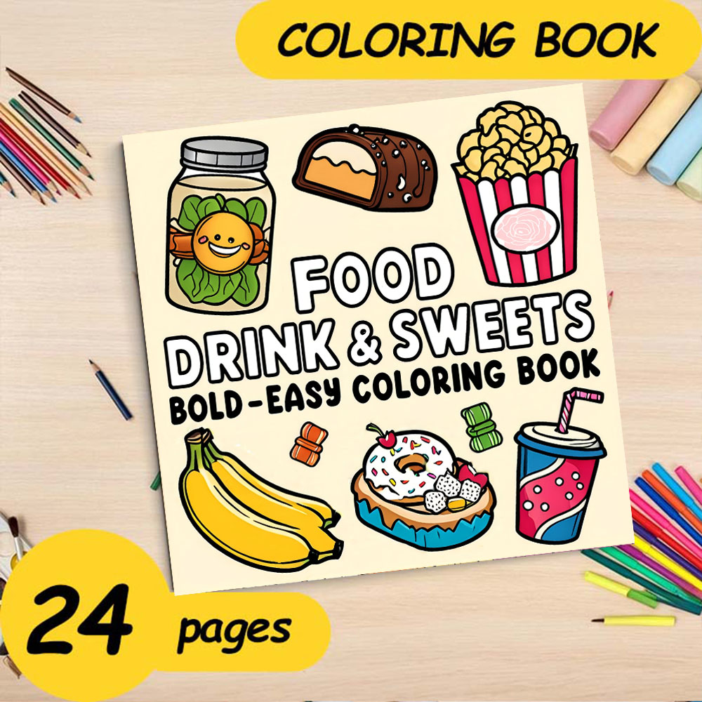 음식 음료 및 과자 대담하고 쉬운 색칠하기 책 24페이 - Food And Snacks Coloring Book Bold And Easy 리뷰 및 가격