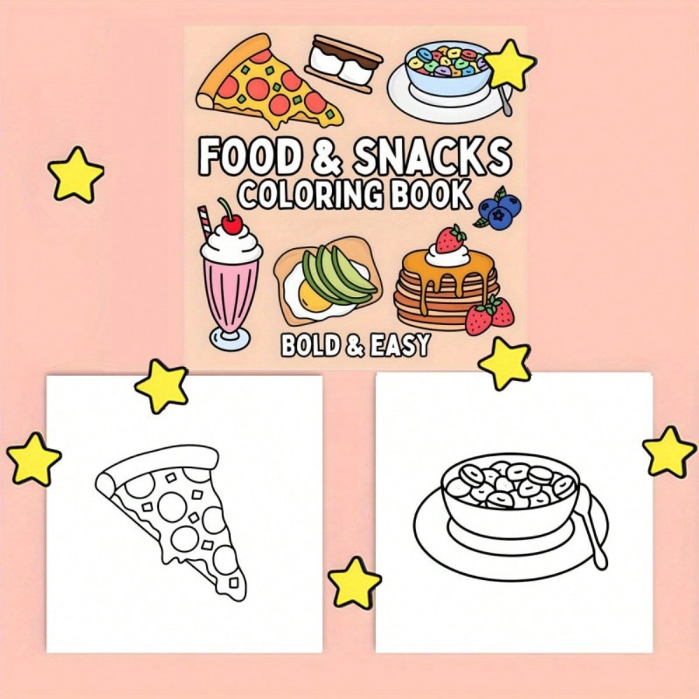 음식과 간식 색칠 공부 책 대담하고 쉬운 24페이지 성 - Food And Snacks Coloring Book Bold And Easy 리뷰 및 가격