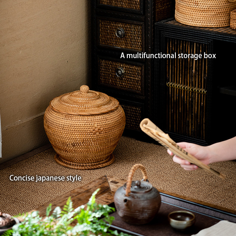 뚜껑이 있는 수제 등나무 차 보관 상자 퓨어 티백 정리 - Food Snacks That Are Green 리뷰 및 가격