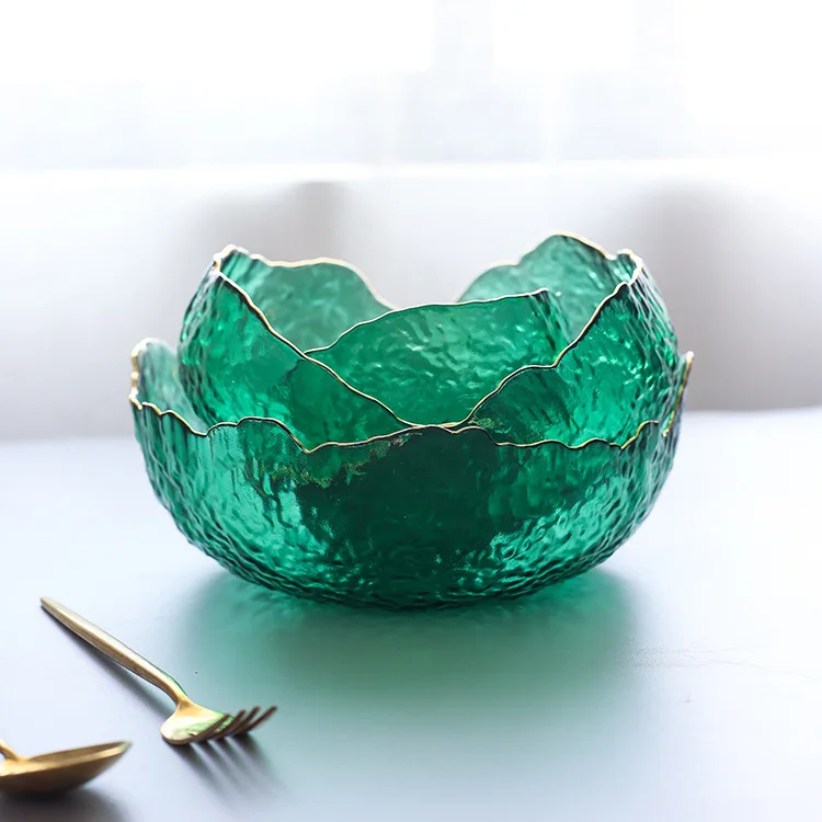 새로운 일본 스타일 녹색 유리 그릇, Glod rim  - Food Snacks That Are Green 리뷰 및 가격