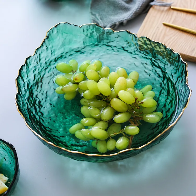 새로운 일본 스타일 녹색 유리 그릇, Glod rim  - Food Snacks That Are Green 리뷰 및 가격